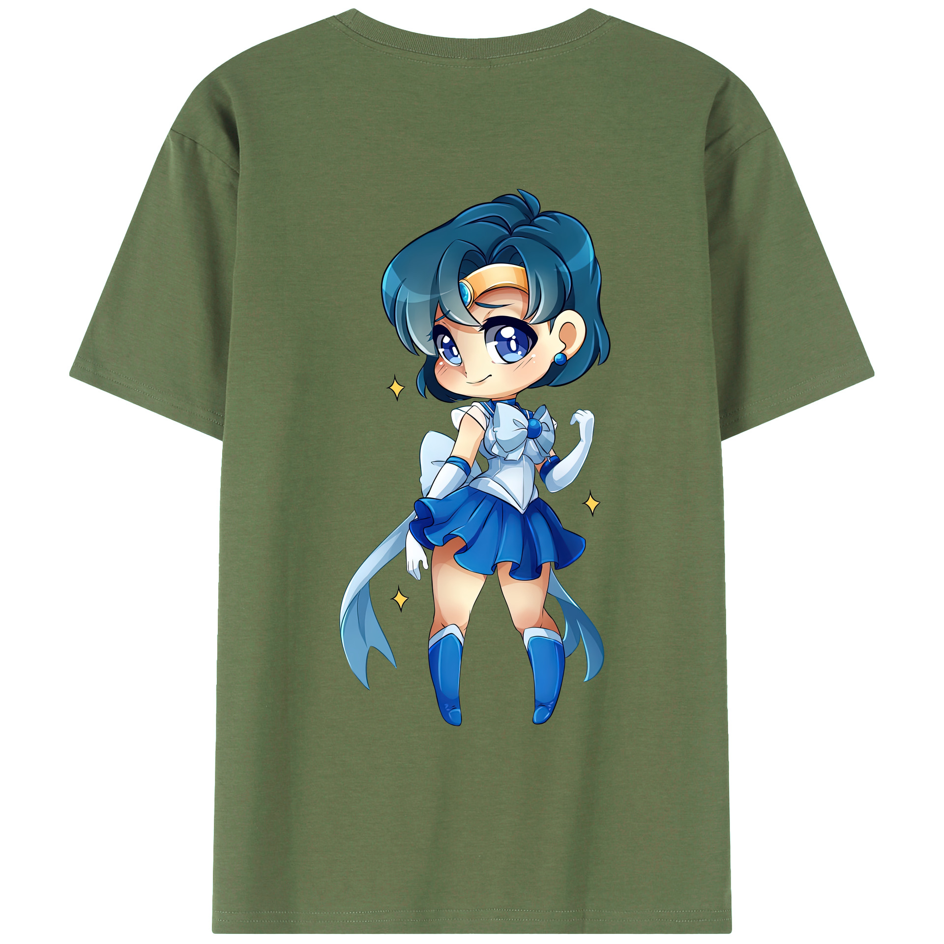 （画像用） 美少女戦士セーラームーン 水野 亜美 みずの あみ Sailor Moon Mizuno Ami 綿100％ メンズ半袖Tシャツ（バックプリント） 通気性